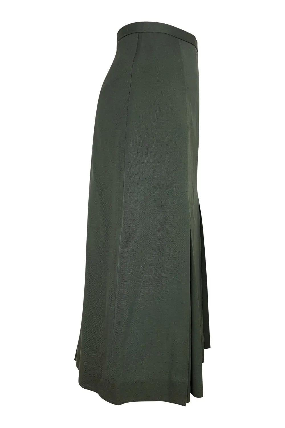 LANVIN Vintage Khaki Green Double Split Midi Skirt (FR 34)