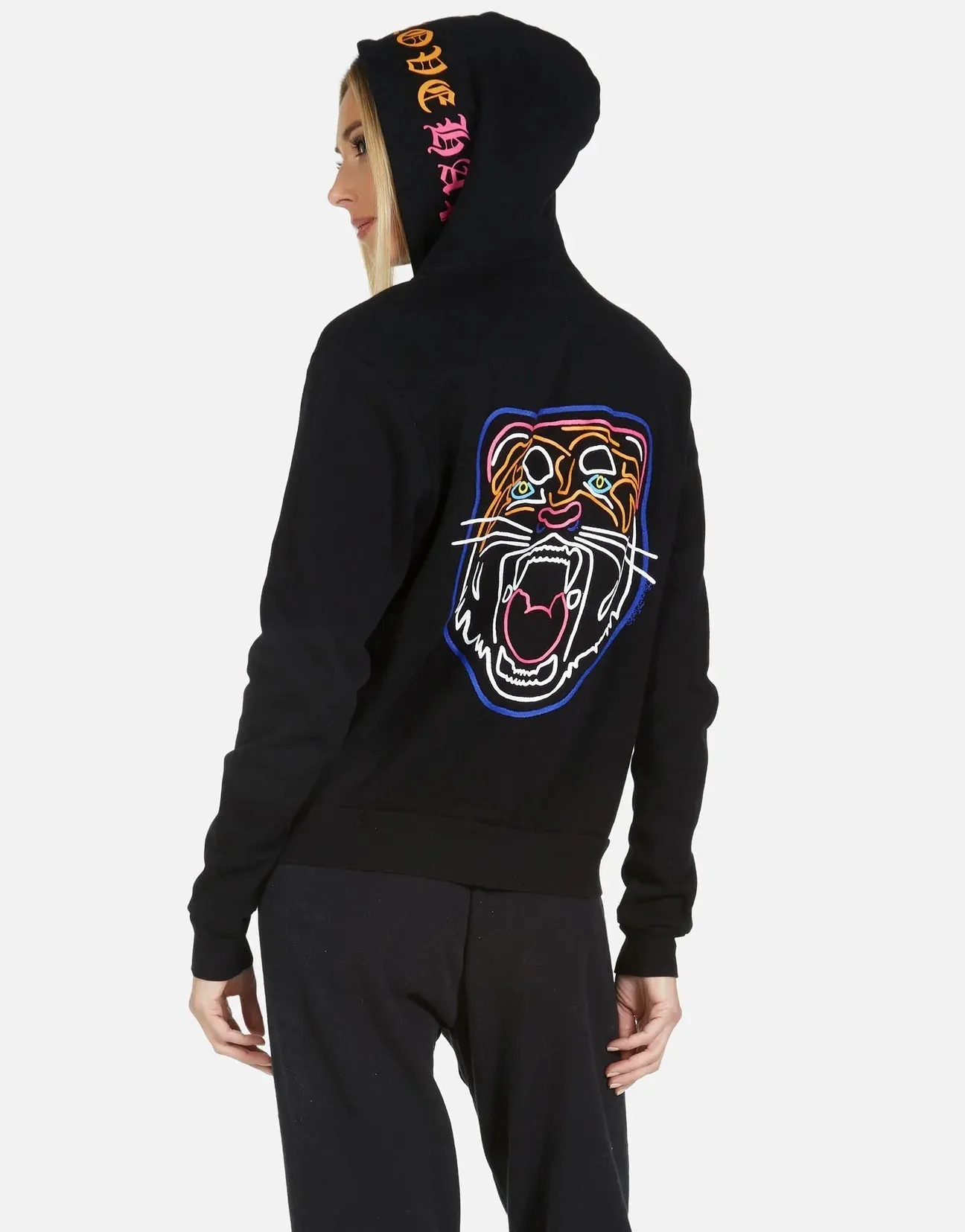 Lauren Moshi Lennox Neon Line Tiger Zipper Hoodie