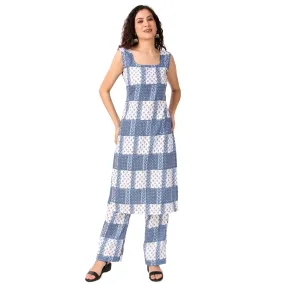 Magnetism blue dual print Kurta with Pant