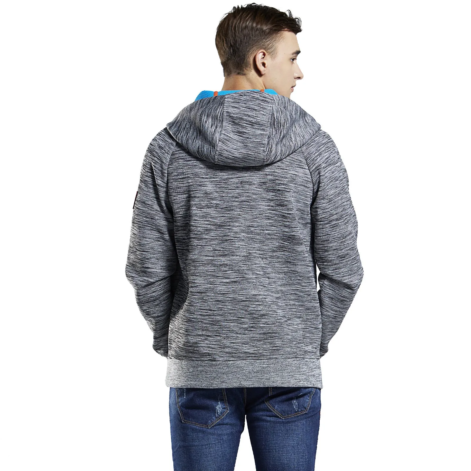 Mens Hoodie Sweatshirt Cotton Hooded Zip-Up Thru Outwear Jacket Jumper