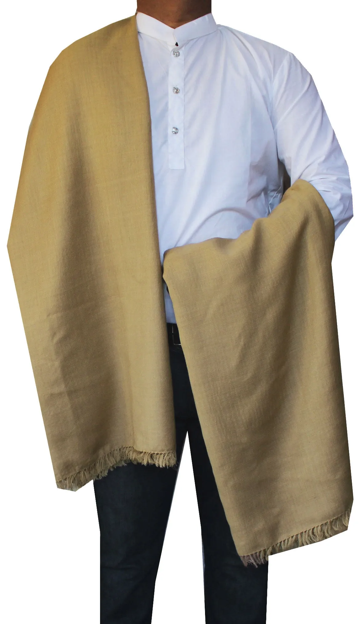 Mens Large Prayer Indian Shawls Pure Wool Winter India Clothes (Light Brown)