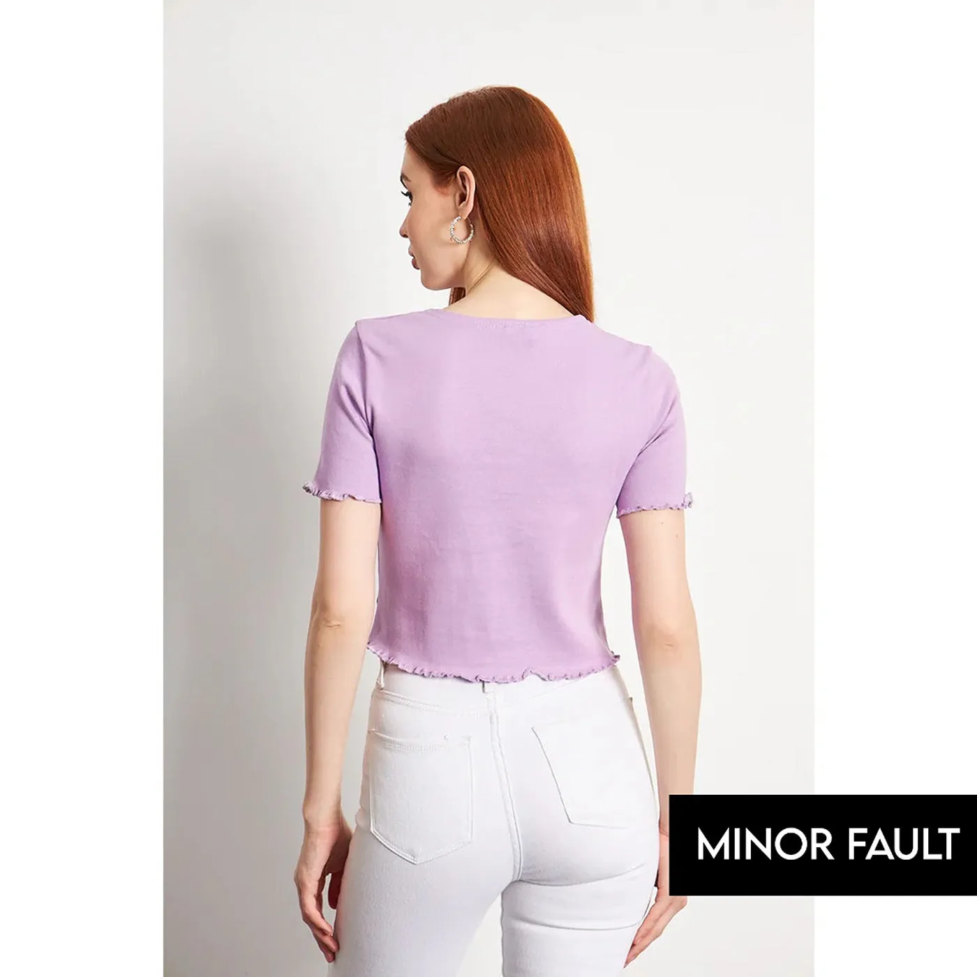 (Minor Fault) Lilac Button Down Crop Top