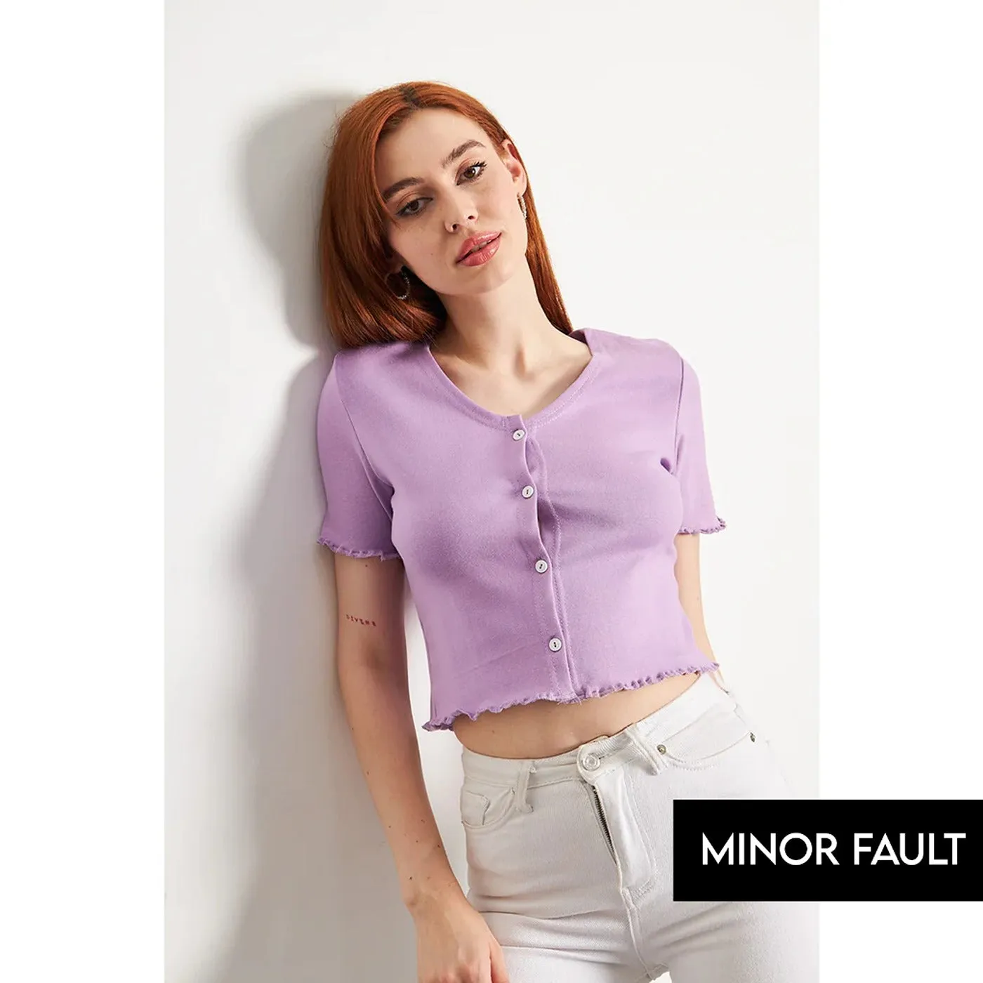 (Minor Fault) Lilac Button Down Crop Top