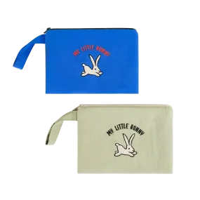 My Little Bunny Graphic Embroidery Airy Hand Strap Pouches Slim Pencil Cases Ultra Light Stationery School Office Cosmetics Bags Gifts Bags Purses Students Cute Teens Girls