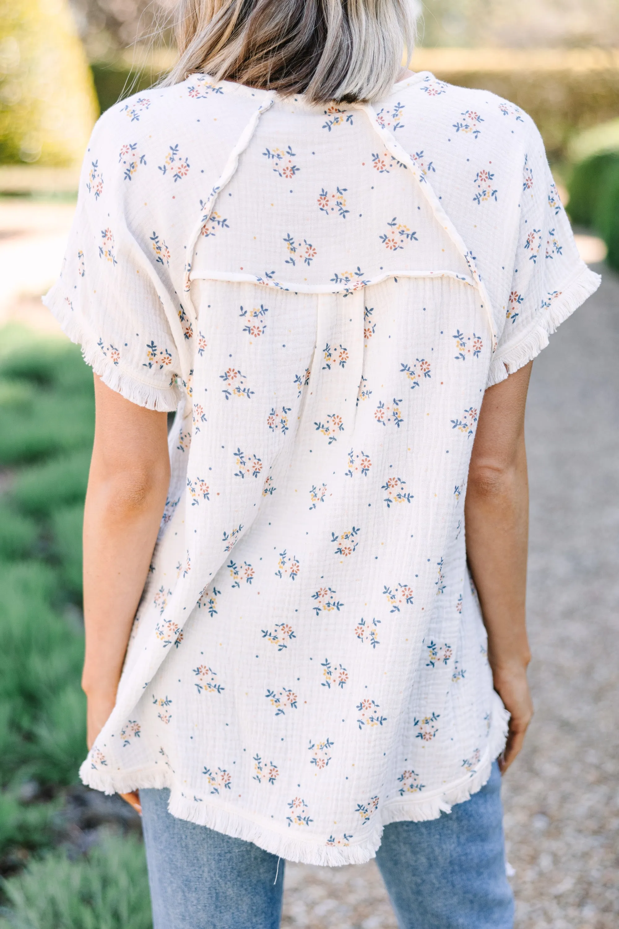 Notice You There Off White Floral Blouse