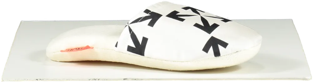 Off White White / Black Arrow Pattern Slippers BNWT UK S/M