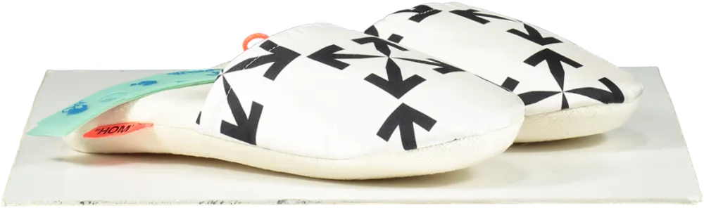 Off White White / Black Arrow Pattern Slippers BNWT UK S/M