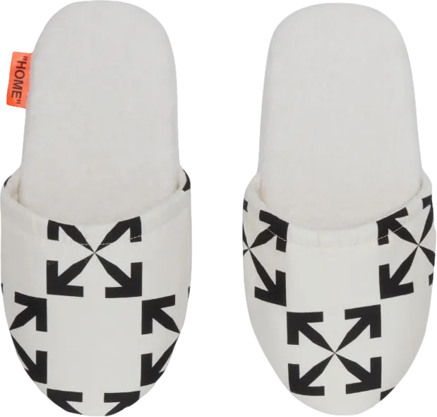 Off White White / Black Arrow Pattern Slippers BNWT UK S/M