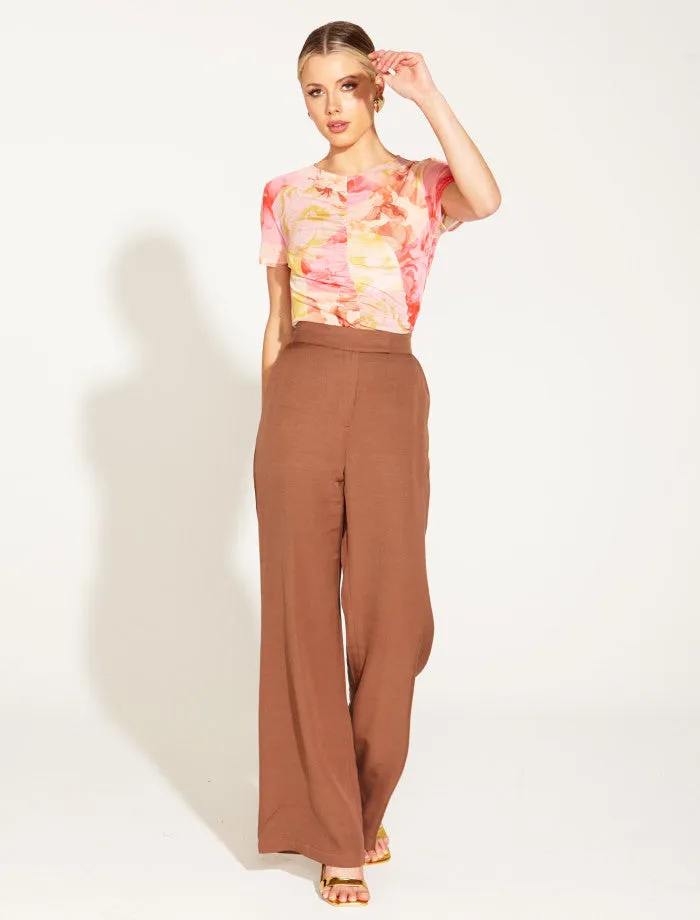 One and Only High Waisted Flared Pant (Mocha)