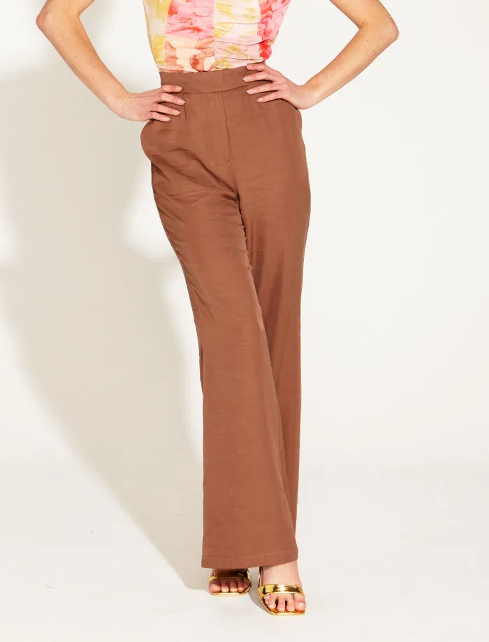 One and Only High Waisted Flared Pant (Mocha)