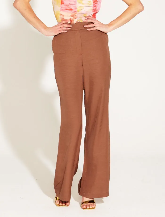 One and Only High Waisted Flared Pant (Mocha)