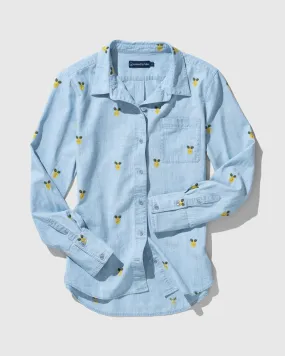 Organic Chambray Embroidered Button Down