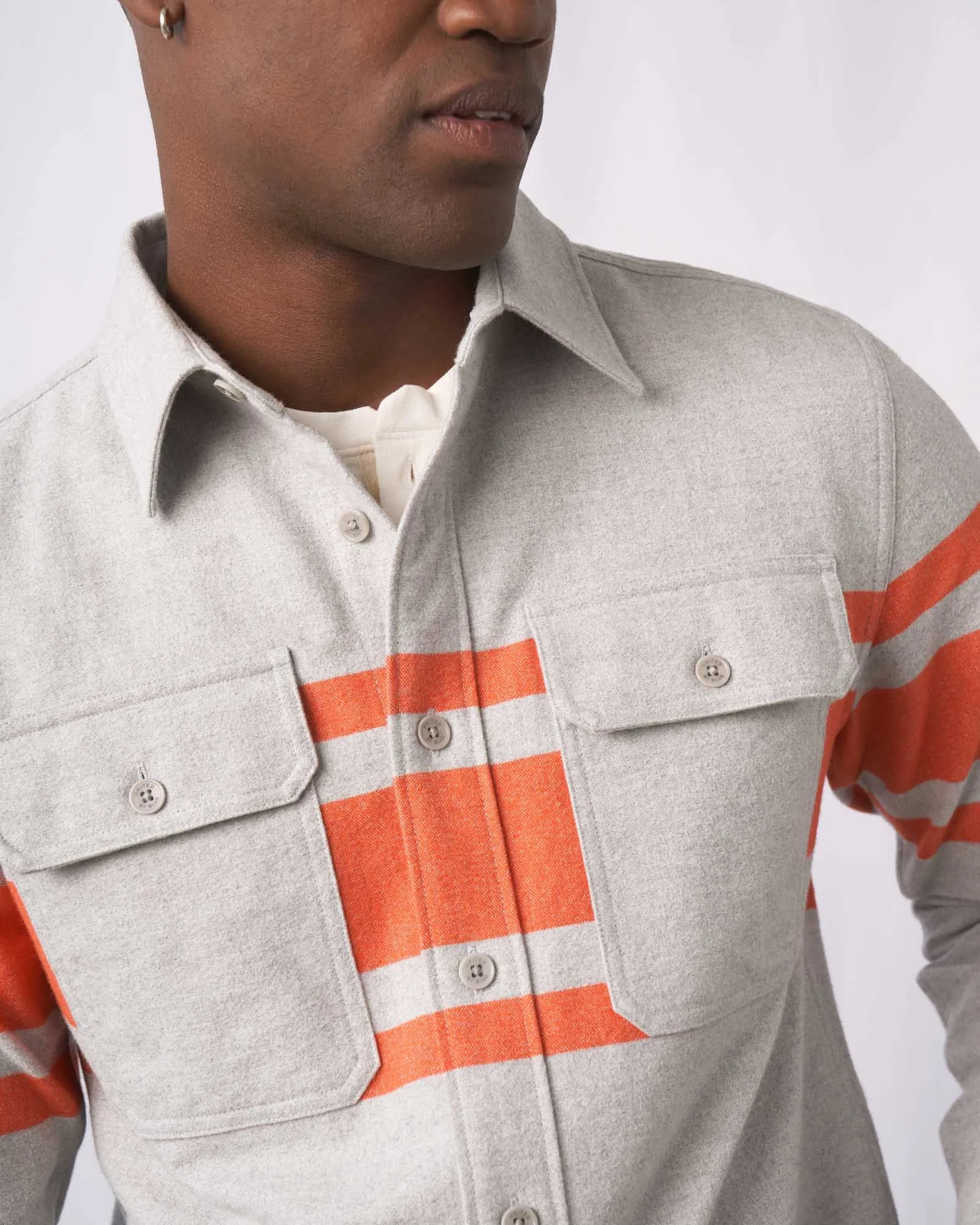 Organic Stripe Chamois Cloth Button Down