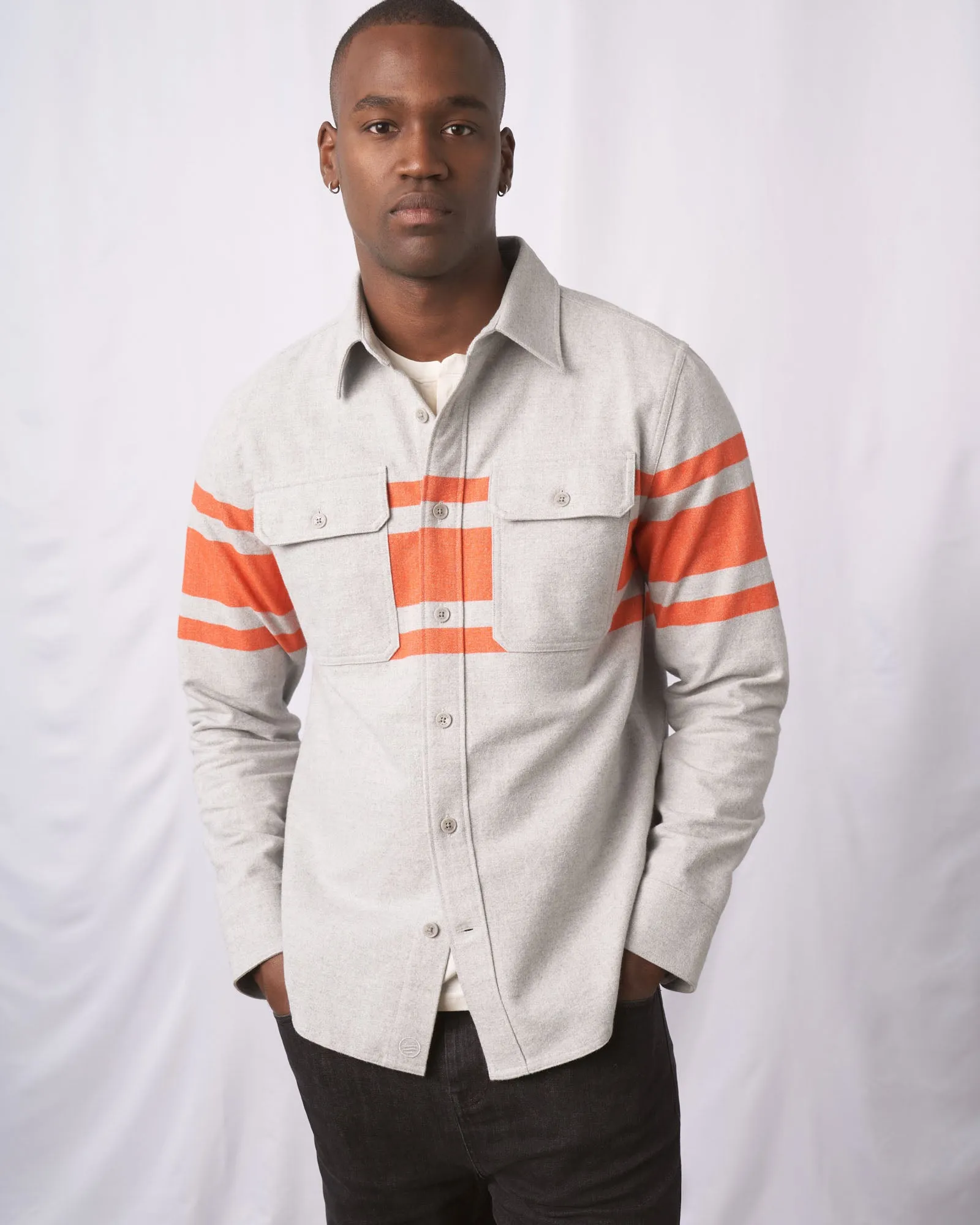 Organic Stripe Chamois Cloth Button Down