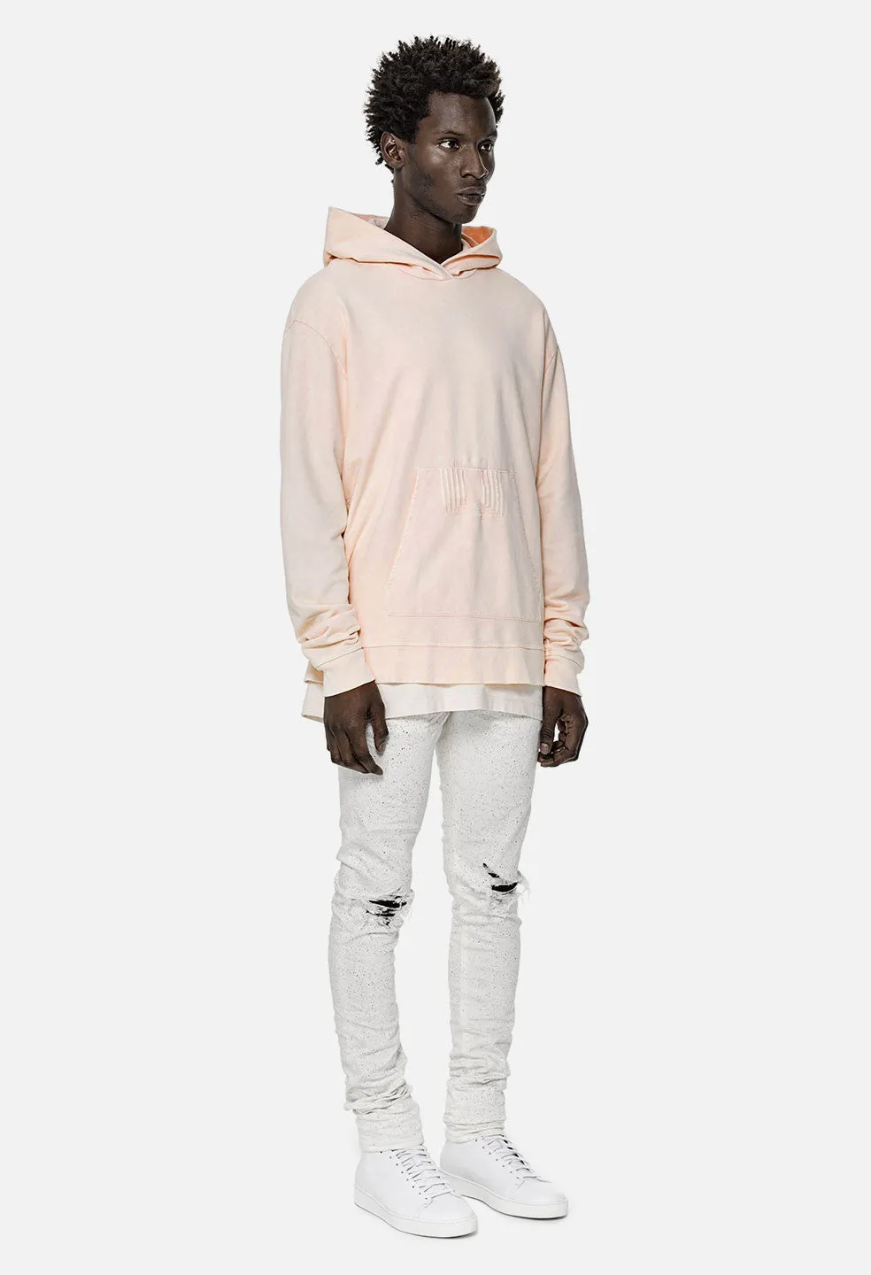 Oro Oversized Cropped Hoodie / Mineral Pink