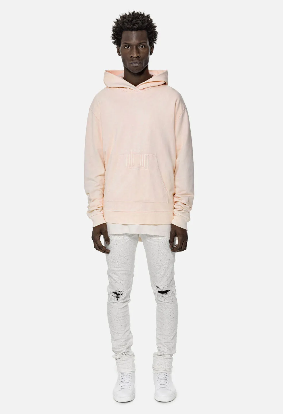 Oro Oversized Cropped Hoodie / Mineral Pink