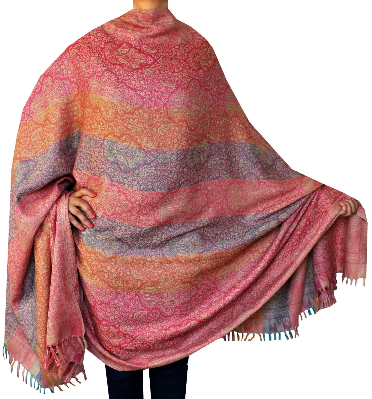 Paisley Indian Scarves Wraps Womens Wool Shawl (82 x 42 inches)