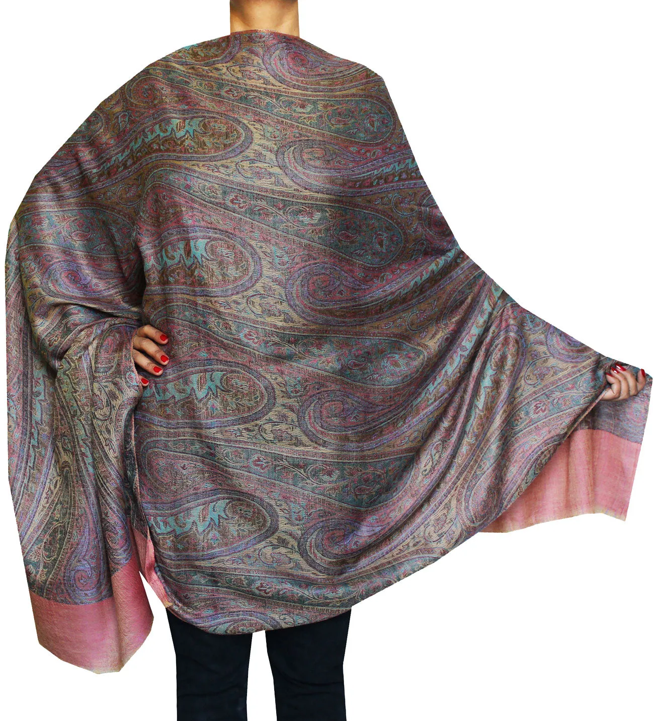 Paisley Women's Wool Shawl Scarves Indian Clothing (82 x 42 inches)