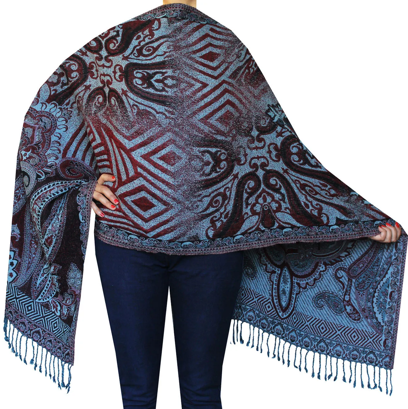 Paisley Wool Womens Scarf Shawl Gift Indian Clothing (78 x 28 inches)