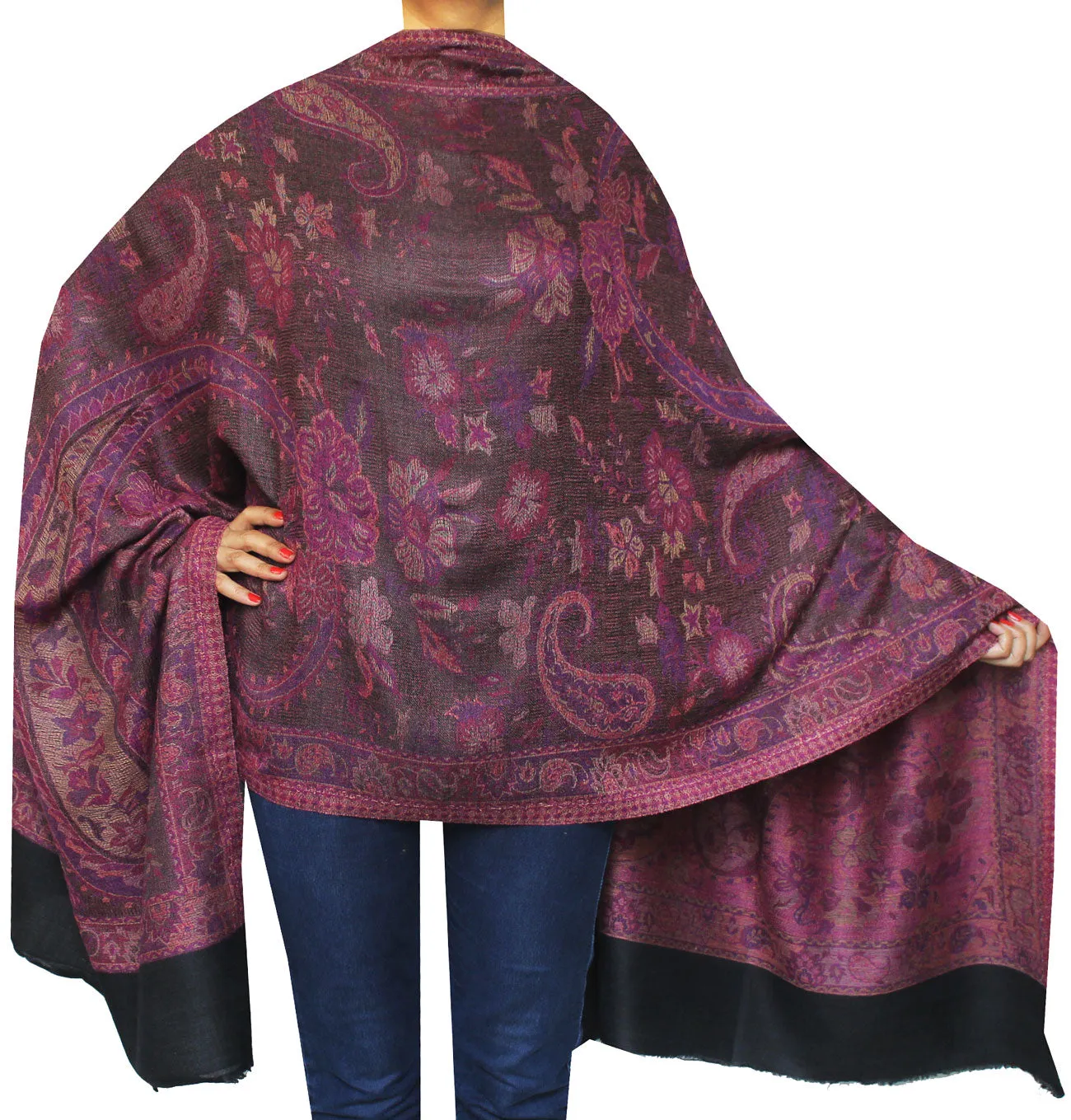 Paisley Wool Womens Scarf Shawl Gift Indian Clothing (84 x 30 inches)