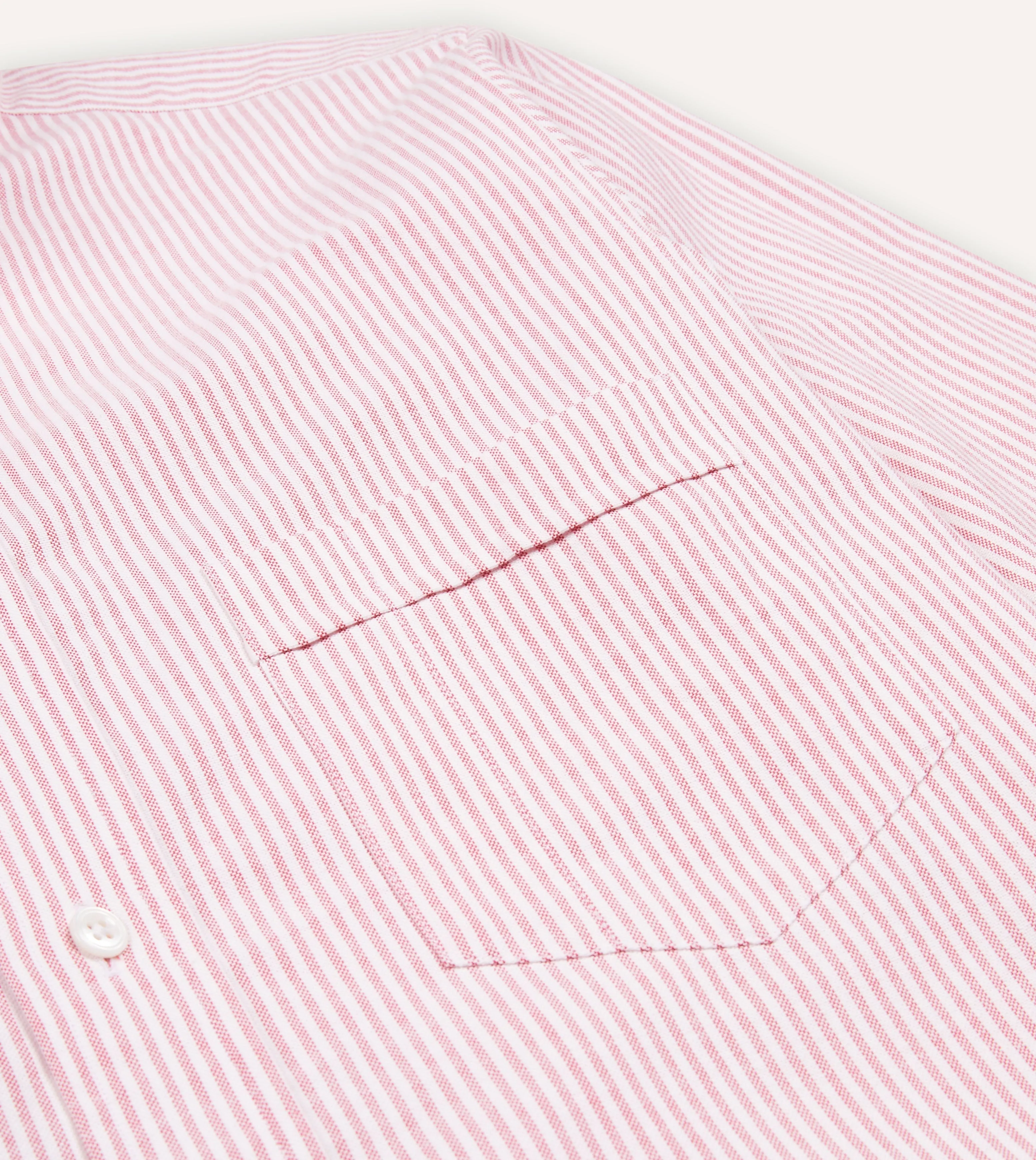 Pink Ticking Stripe Cotton Oxford Cloth Button-Down Shirt