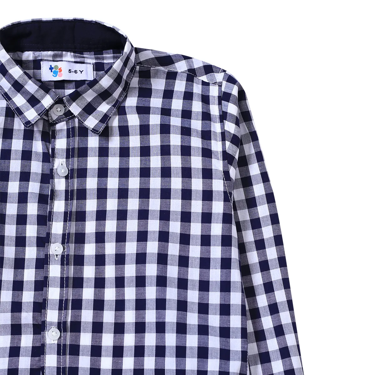 Printed Check Blue Button Down Shirt