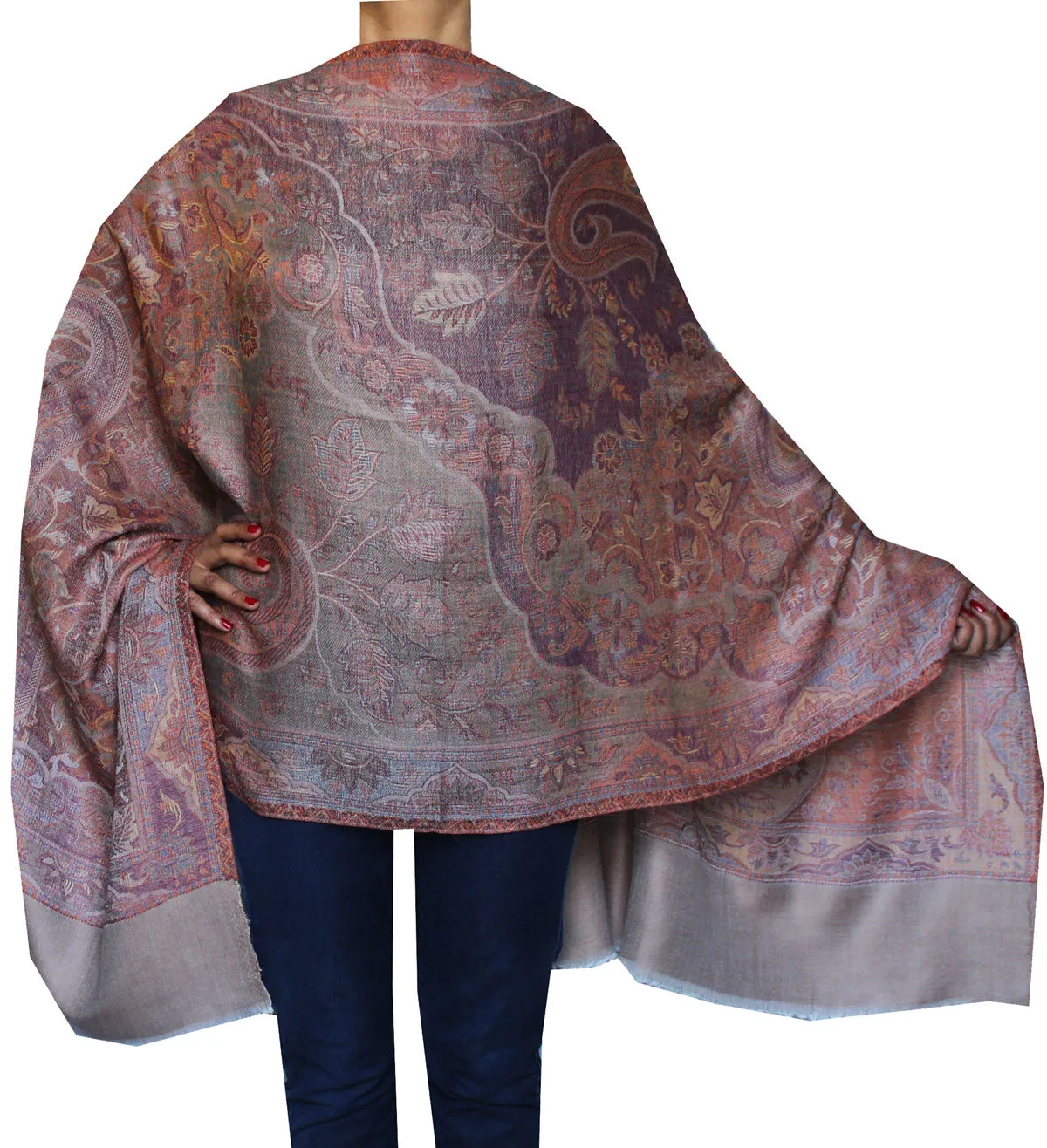 Pure Wool Paisley Shawl Scarves Womens Gift Indian Clothing (80 x 28 inches)