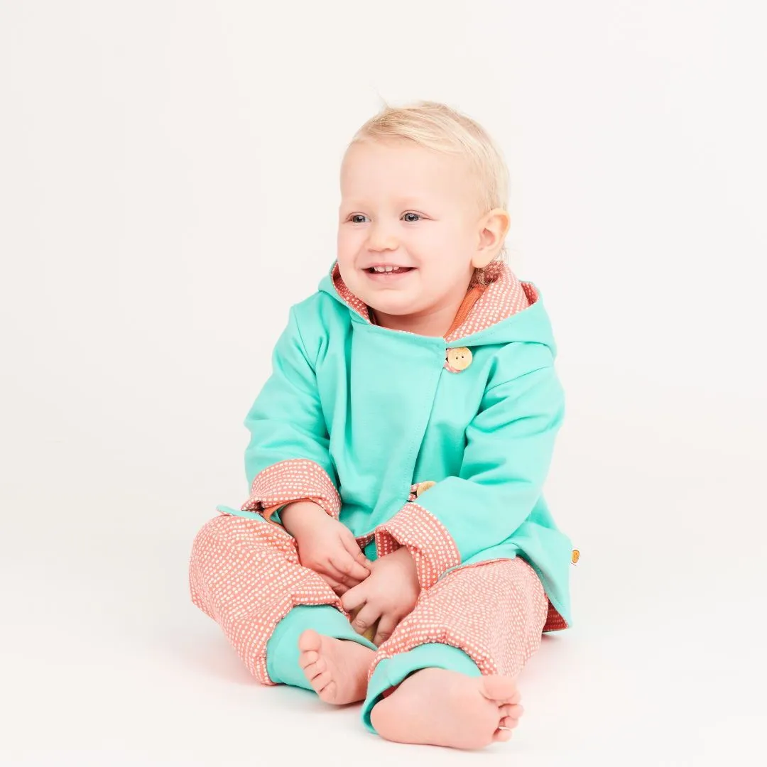 Reversible baby jacket "Mint/Dotted Lines Coral"