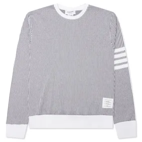 Seersucker Loopback 4-Bar Crew Neck Sweatshirt - Light Grey