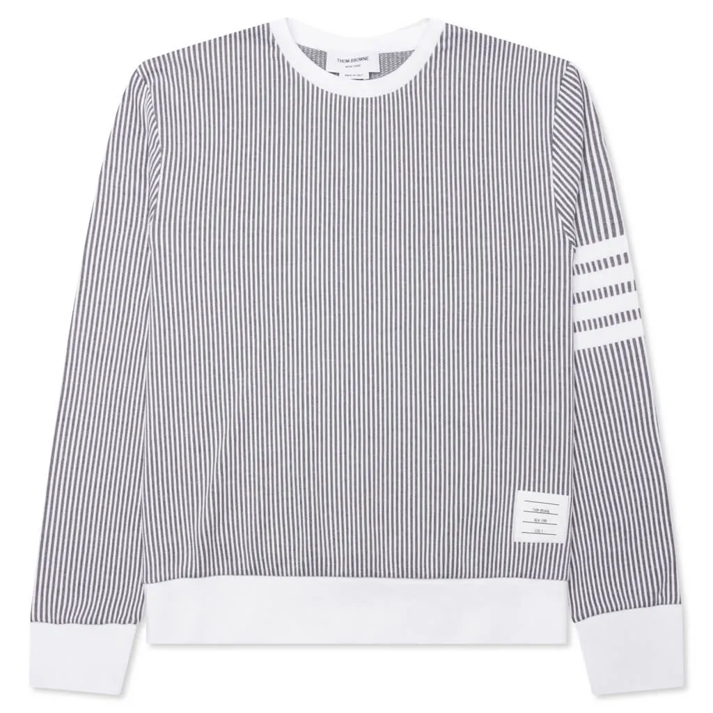 Seersucker Loopback 4-Bar Crew Neck Sweatshirt - Light Grey