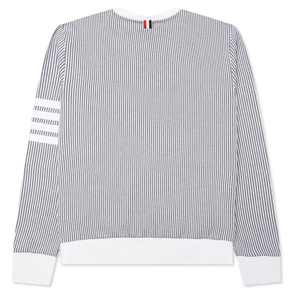 Seersucker Loopback 4-Bar Crew Neck Sweatshirt - Light Grey