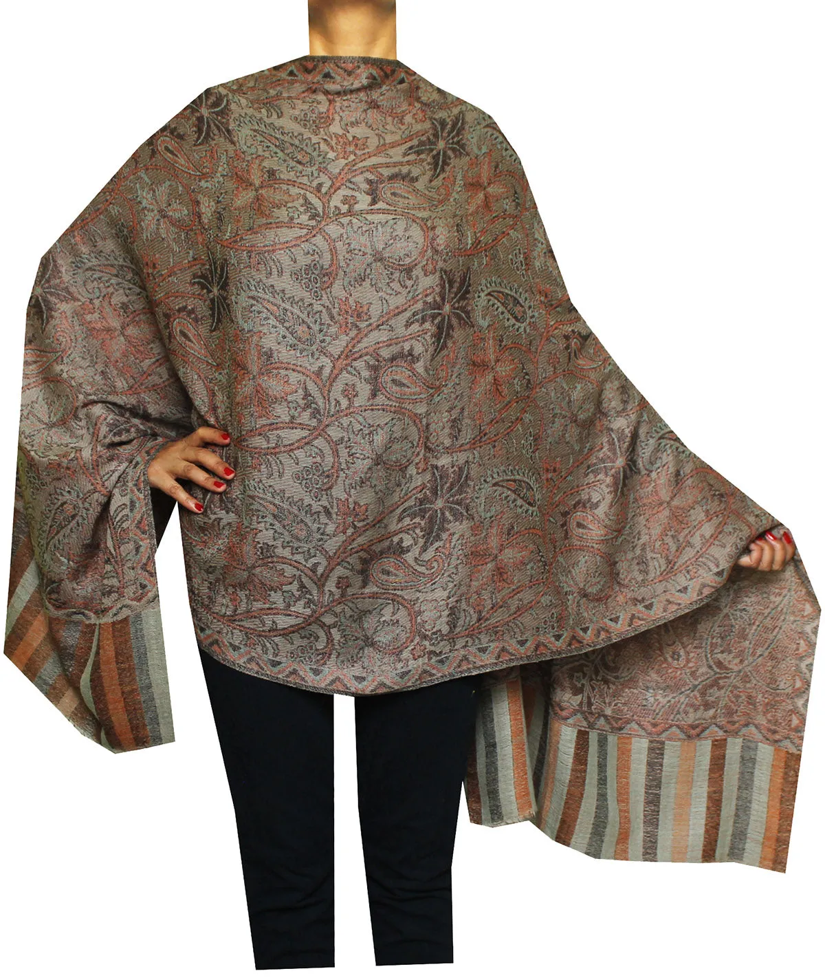 Shawls Paisley Wool Scarf Womens Indian Clothing Gift (80 x 28 inches)