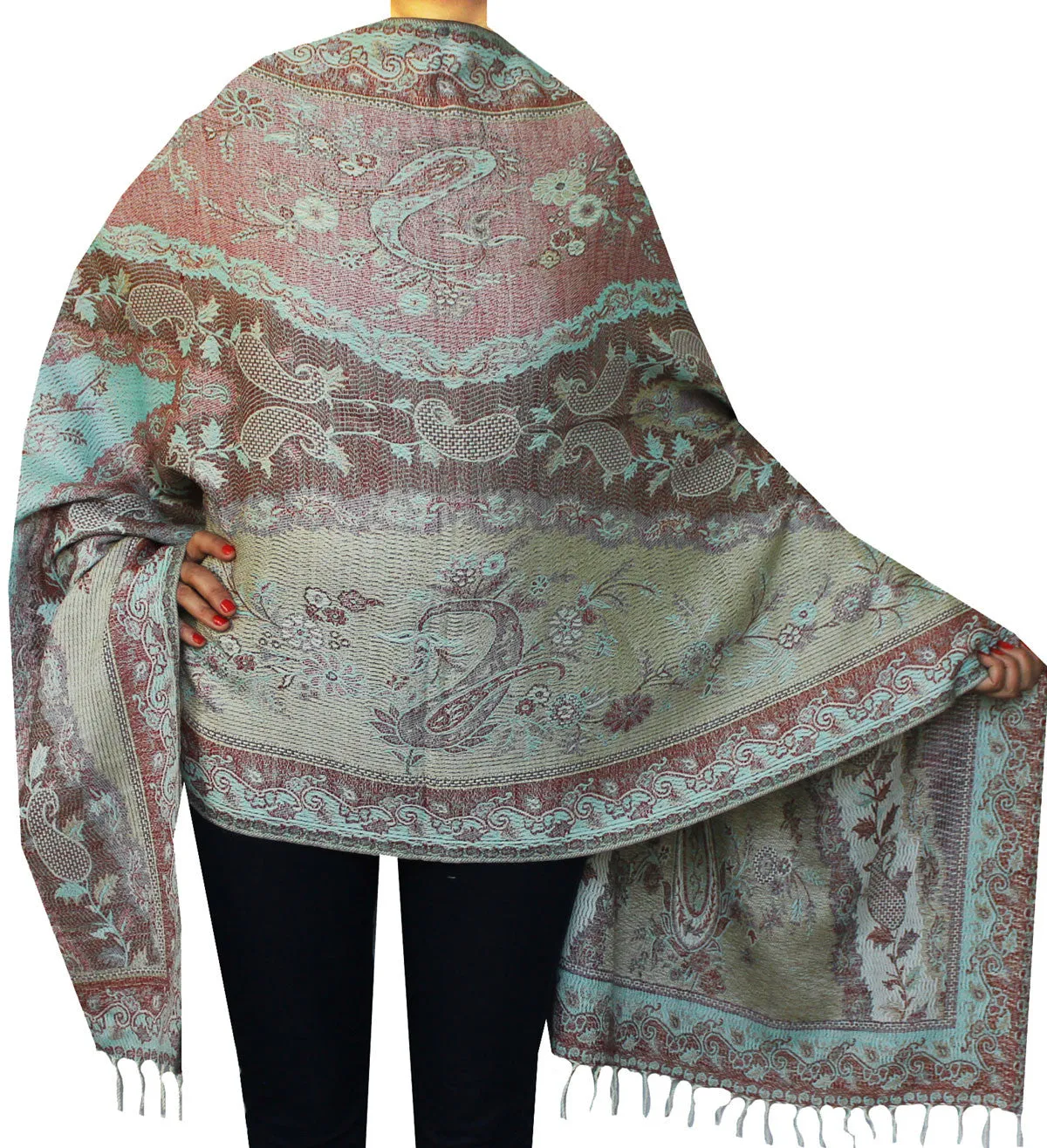 Shawls Paisley Wool Scarf Womens Indian Clothing Gift (82 x 28 inches)