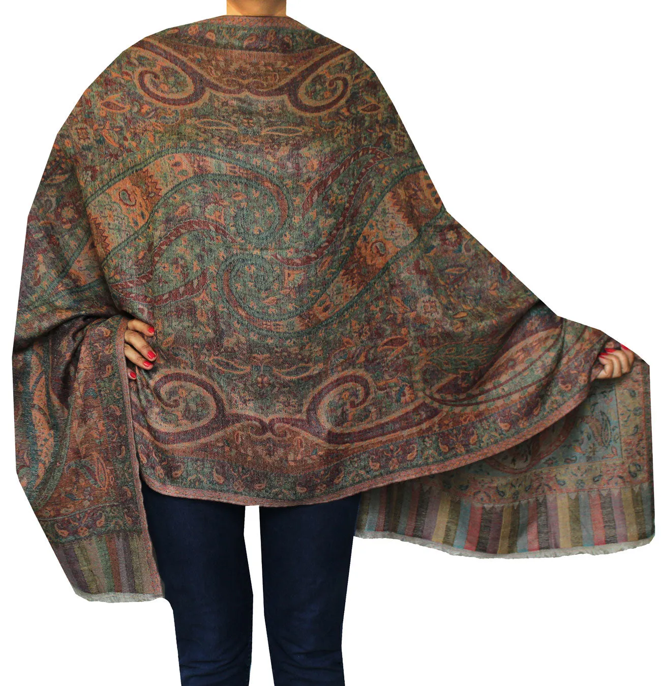 Shawls Paisley Wool Scarf Womens Indian Clothing Gift (84 x 30 inches)