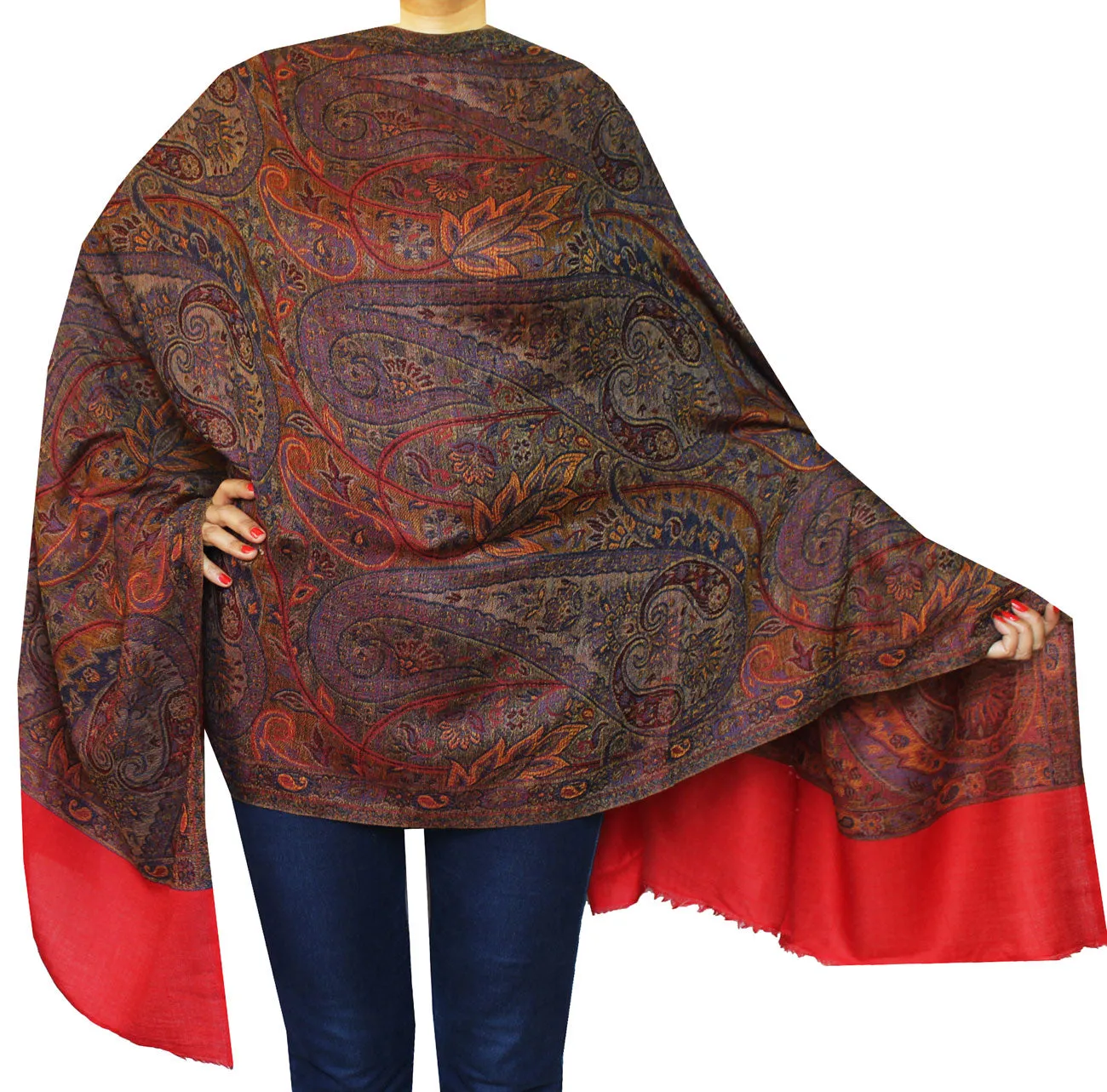 Shawls Paisley Wool Scarf Womens Indian Clothing Gift (84 x 30 inches)