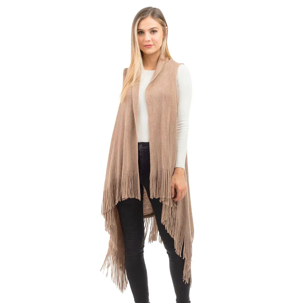 Solid Fringe Knit Vest