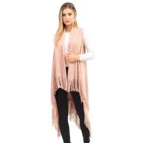 Solid Fringe Knit Vest