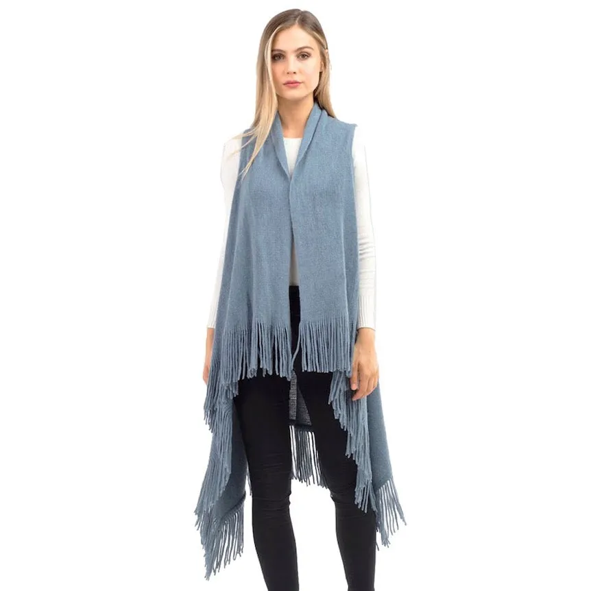 Solid Fringe Knit Vest