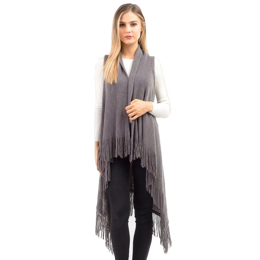 Solid Fringe Knit Vest