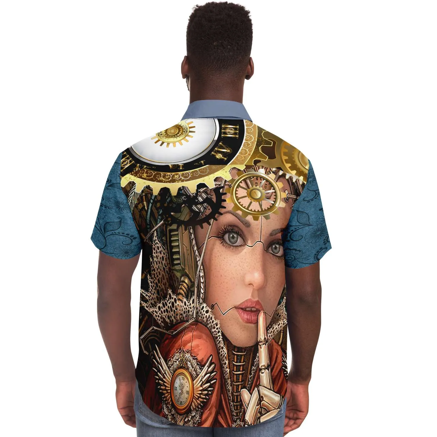 Steampunk Galatica Short Sleeve Button Down Shirt