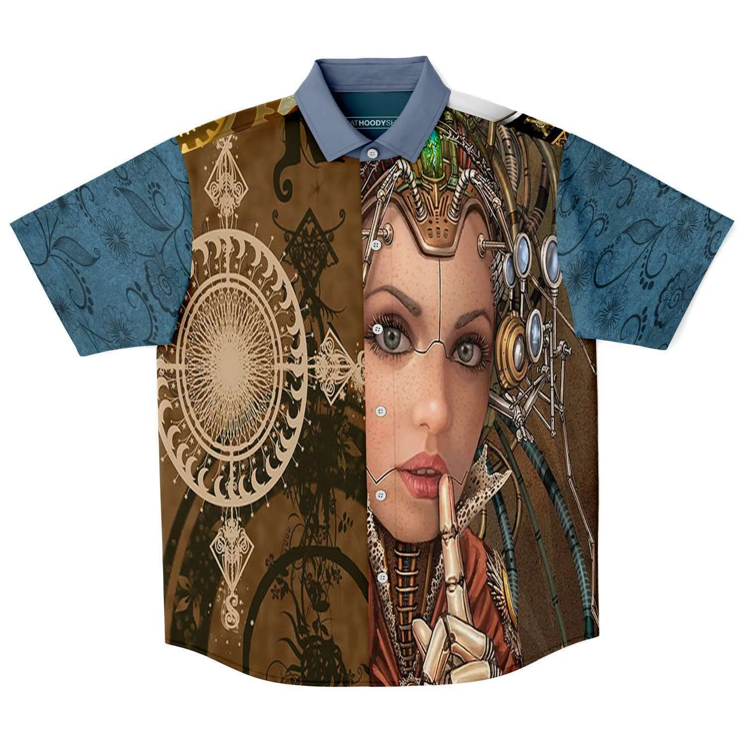 Steampunk Galatica Short Sleeve Button Down Shirt