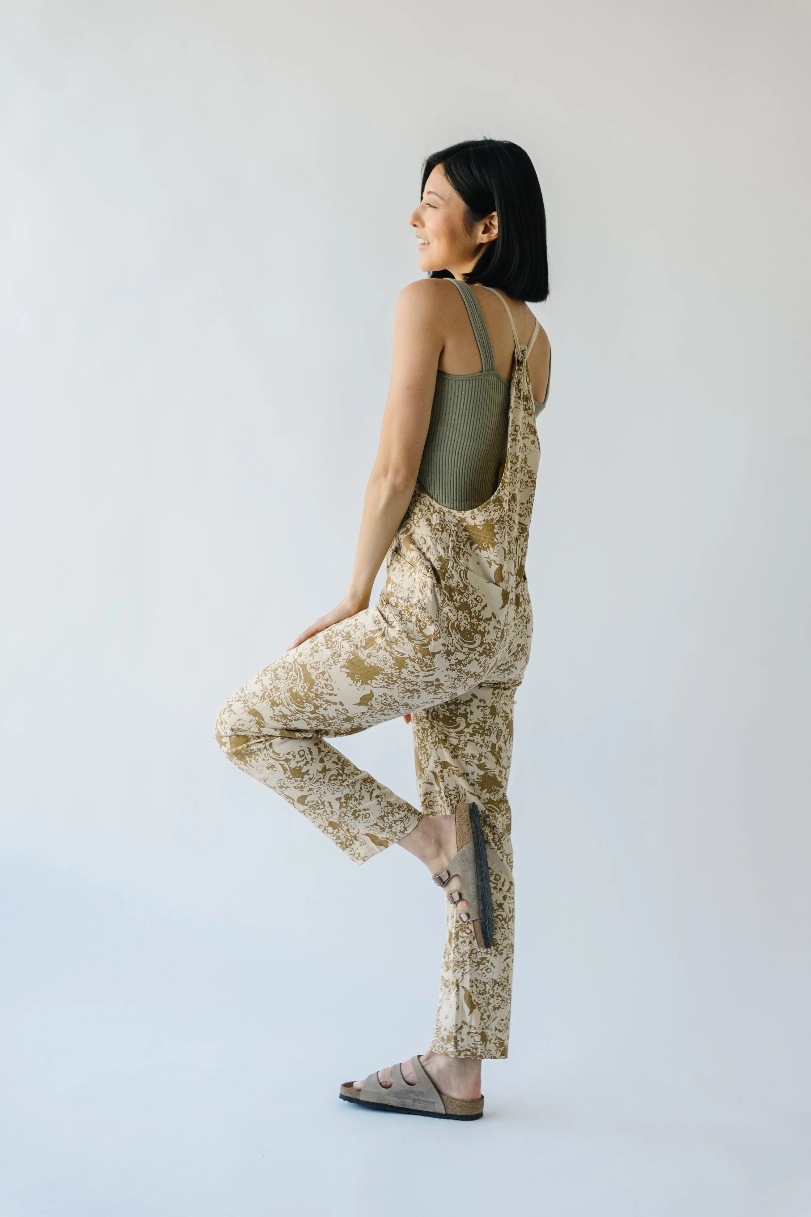 The Barrington Zipper Detail Jumpsuit in Taupe Combo