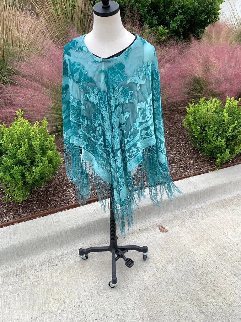 The Turquoise Velvet Poncho