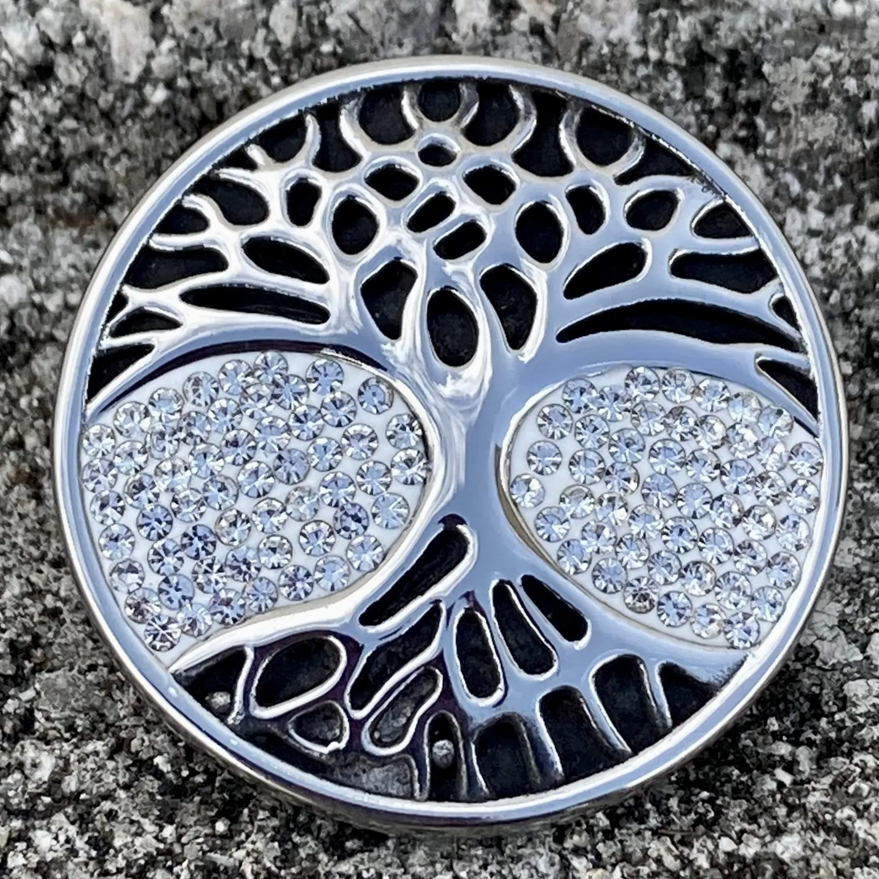 Vest Pin - White Stone Tree of Life - PIN32