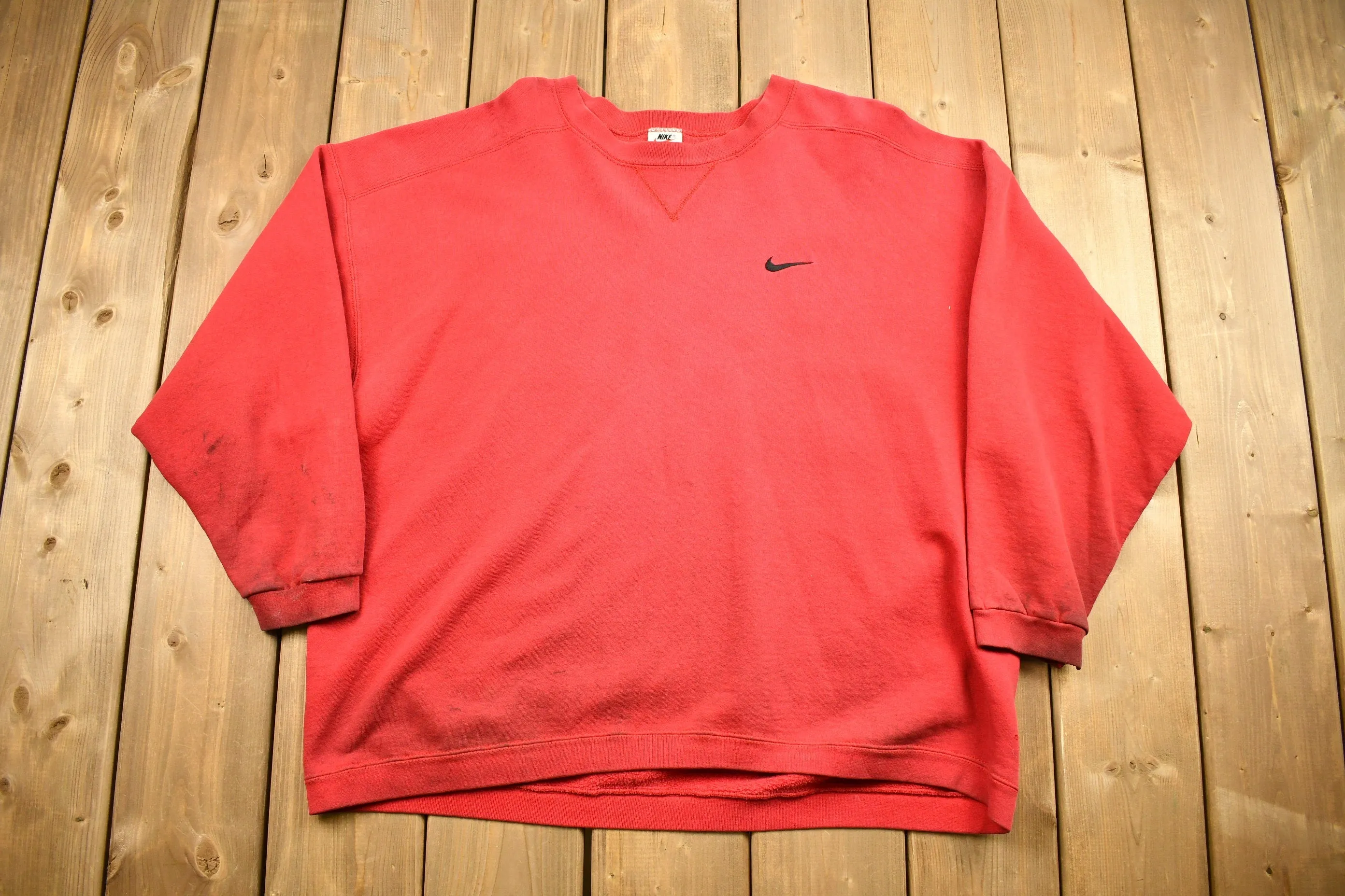 Vintage 1990s Nike Embroidered Mini Swoosh Crewneck Sweatshirt / Vintage Nike / Made In USA / Streetwear / Athleisure / Kids Size