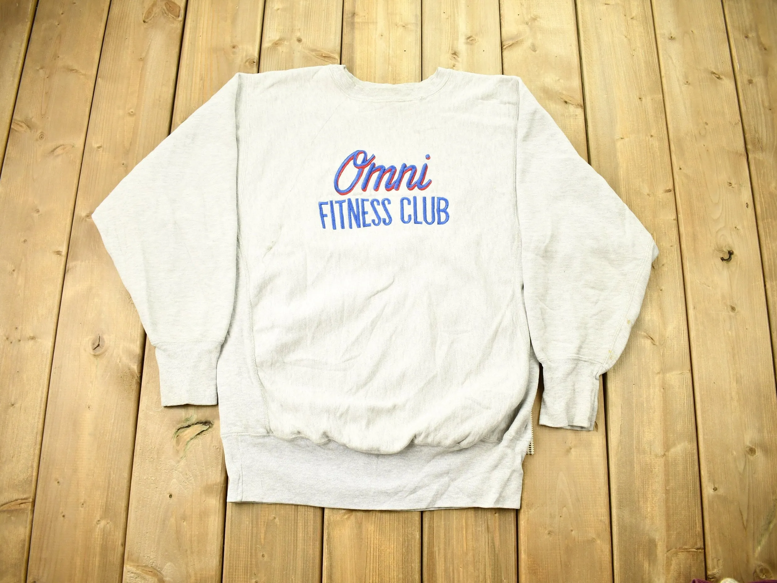 Vintage 1990s Omni Fitness Club Champion Reverse Weave Crewneck Sweatshirt / Vintage Champion / Made In USA / Embroidered / Sportswear