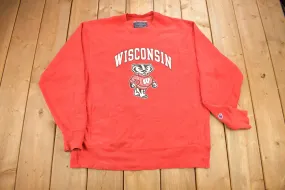 Vintage 1990s University Of Wisconsin Champion Reverse Weave Crewneck Sweatshirt / Vintage Champion / Wisconsin Badgers