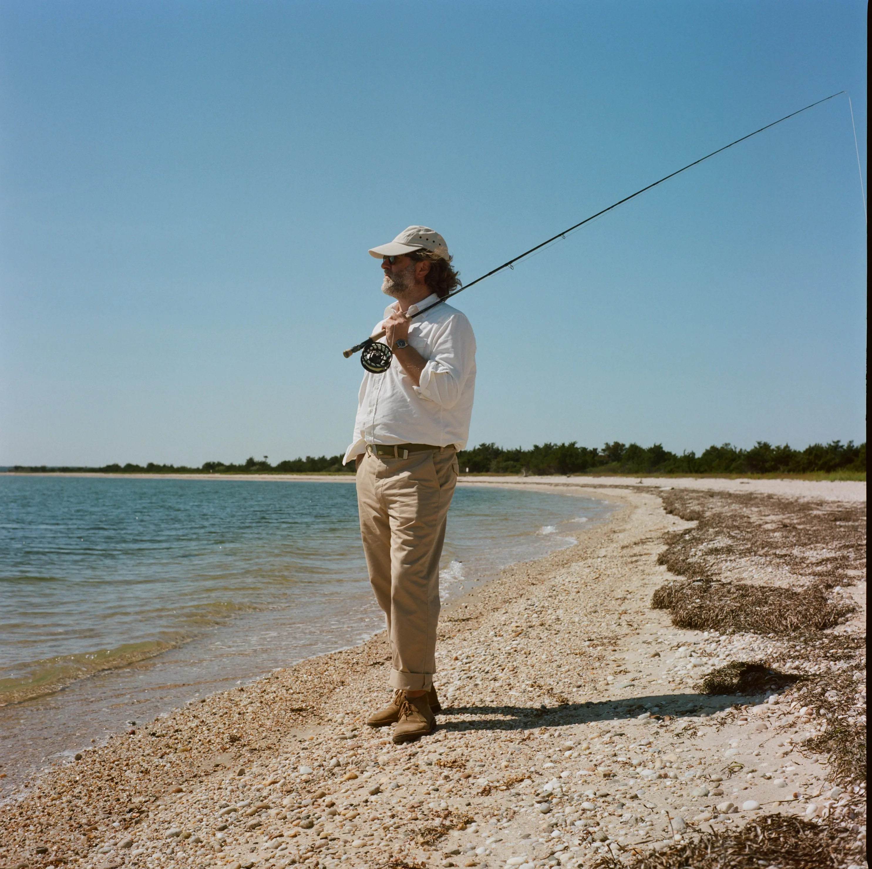 Western Sea-Washed Shirt in White Pinwale Corduroy