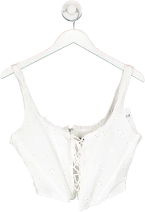 White Fox White Embroidered Lace Front Corset Top UK XL