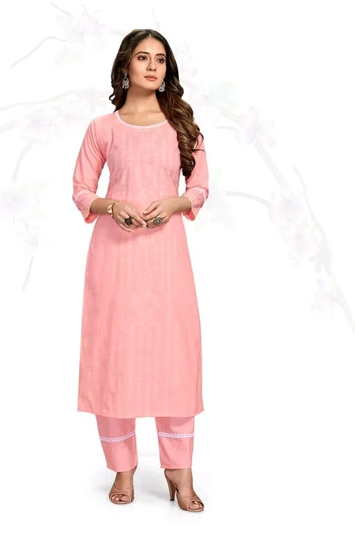 Women's Cotton Blend Plus Size Kurti with Pant